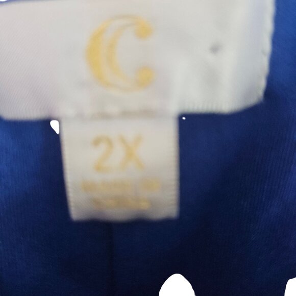 Bohemian Inspired Off-Shoulder Dress With Tassel Accents Size 2X Blue & White Pa - Picture 2 of 4